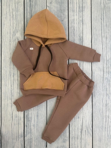 Купить оптом 296-РАЗ. Худи +Брюки детские, хлопок 65%, 35%  ПЭ, 3-х нитка (начес) разноцветный 80,86,92 в Архангельске